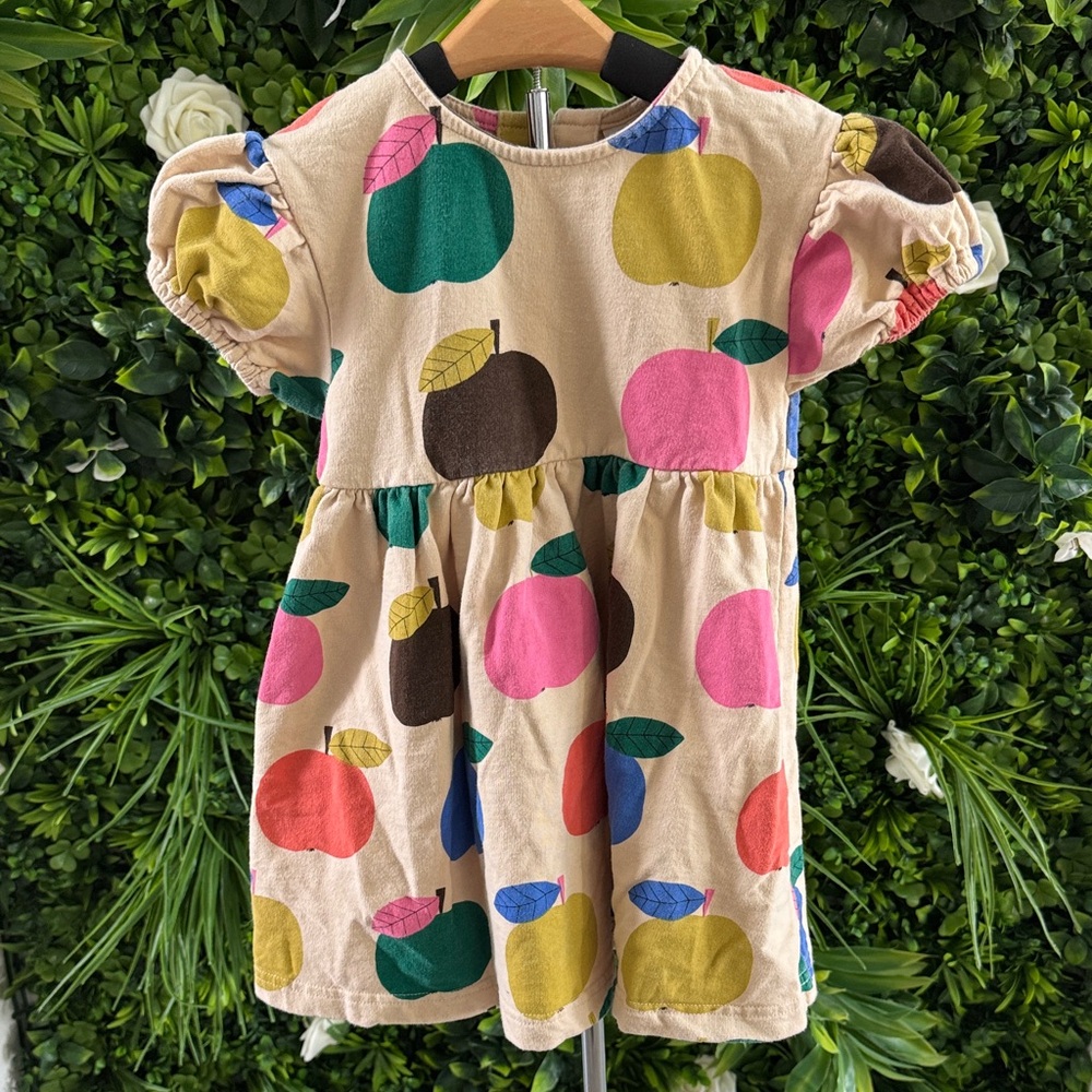 Jelly Mallow Playful Multicolor Kids Dress with Apple Print